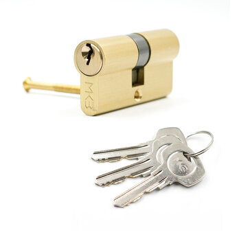 Pure Brass Cylinder with 3 pcs Brass Normal Keys, PB Size 60mm...