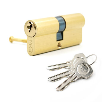 Pure Brass Cylinder with 3 pcs Brass Normal Keys, PB Size 70mm...
