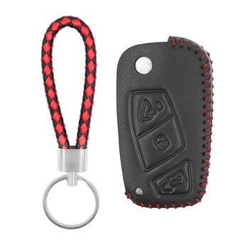 Leather Case For Fiat Flip Remote Key 3 Buttons FIA-B