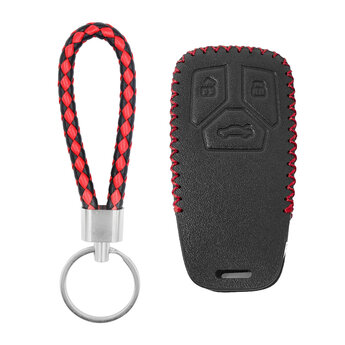 Leather Case For Audi TT A4 A5 Q7 SQ7 Smart Remote Key 3 Buttons...