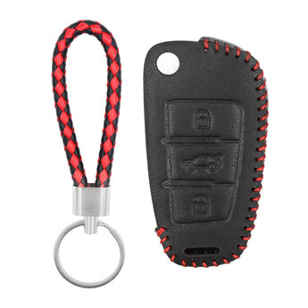 Leather Case For Audi Flip Remote Key 3 Buttons