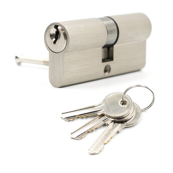 Full Zinc Cylinder with 3 pcs Brass Normal Keys, Key SN Size...