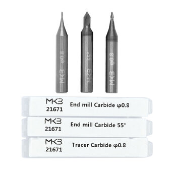 2 End Mill & 1 Tracer Point Carbide Set Of 3 PCs ( φ0.8 - 50...