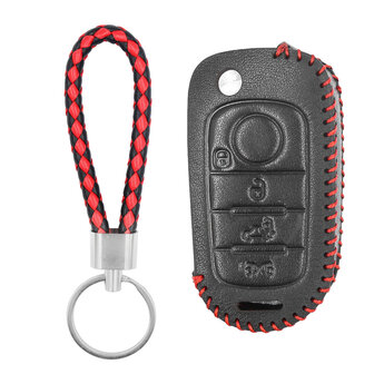 Leather Case For Fiat Flip Remote Key 4 Buttons FIA-C
