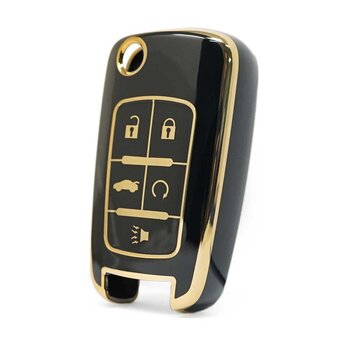 Nano High Quality Cover For Chevrolet Remote Key 5 Buttons Black...