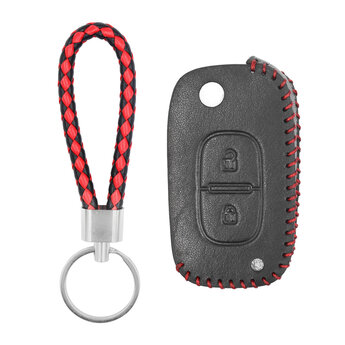 Leather Case For Renault Flip Remote Key 2 Buttons RN-D