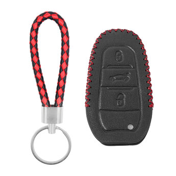 Leather Case For Peugeot Citroen Remote Key 3 Buttons