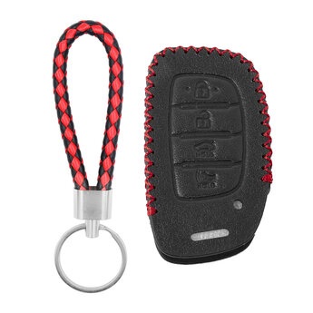 Leather Case For Hyundai Tucson Elantra Sonata Ioniq Remote Key...