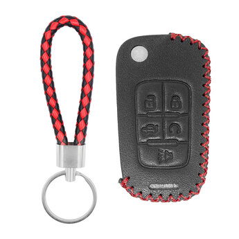Leather Case For Chevrolet Flip Remote Key 5 Buttons