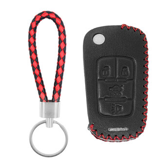 Leather Case For Chevrolet Flip Smart Remote Key 4 Buttons