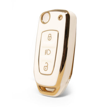 Nano High Quality Cover For TATA Flip Remote Key 3 Button White...