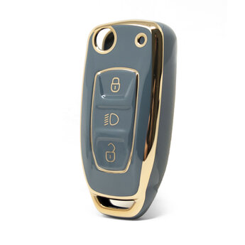 Nano High Quality Cover For TATA Flip Remote Key 3 Button Gray...