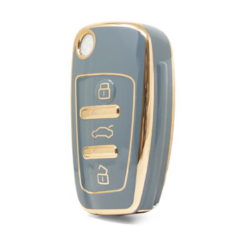Nano High Quality Cover For Audi Flip Remote Key 3 Button Gray...