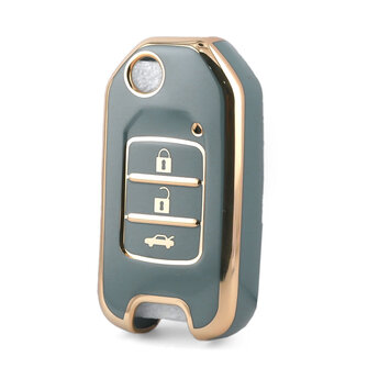Nano High Quality Cover For Honda Flip Remote Key 3 Buttons Gray...