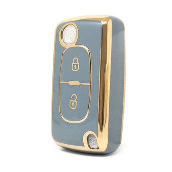 Nano High Quality Cover For Peugeot Remote Key 2 Buttons Gray...