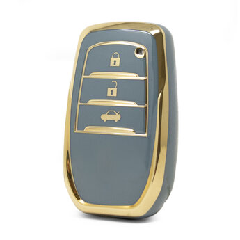Nano High Quality Cover For Toyota Remote Key 3 Buttons Gray...