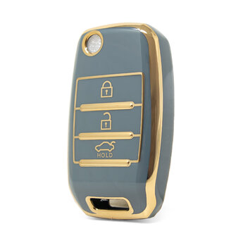 Nano High Quality Cover For Kia Flip Remote Key 3 Buttons Gray...