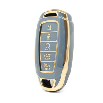 Nano High Quality Cover For Hyundai Remote Key 4+1 Buttons Gray...