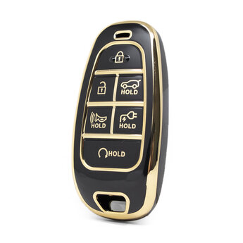 Nano High Quality Cover For Hyundai Remote Key 6 Buttons Black...