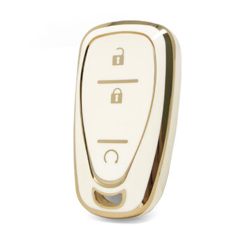 Nano High Quality Cover For Chevrolet Remote Key 3 Buttons White...