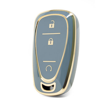 Nano High Quality Cover For Chevrolet Remote Key 3 Buttons Gray...