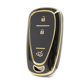 Nano High Quality Cover For Chevrolet Remote Key 3 Buttons Black...