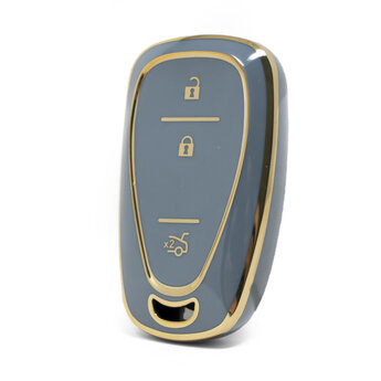 Nano High Quality Cover For Chevrolet Remote Key 3 Buttons Gray...