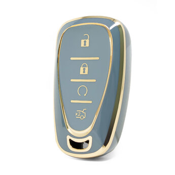Nano High Quality Cover For Chevrolet Remote Key 4 Buttons Gray...