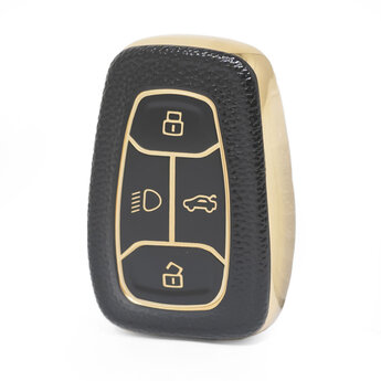 Nano High Quality Gold Leather Cover For TATA Remote Key 4 Buttons...