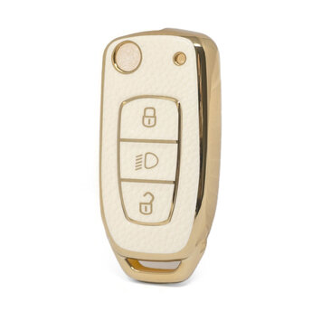 Nano High Quality Gold Leather Cover For TATA Remote Key 3 Buttons...