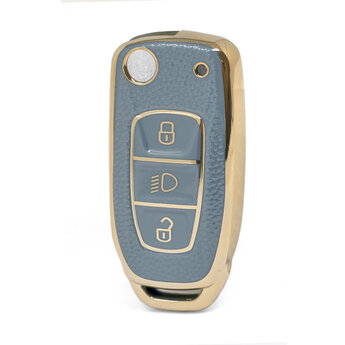 Nano High Quality Gold Leather Cover For TATA Remote Key 3 Buttons...