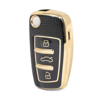 Nano High Quality Gold Leather Cover For Audi Flip Remote Key...