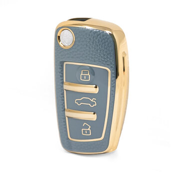 Nano High Quality Gold Leather Cover For Audi Flip Remote Key...