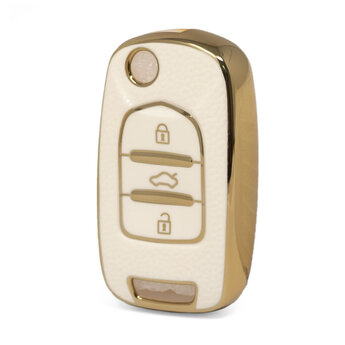 Nano High Quality Gold Leather Cover For Baojun Flip Remote Key...