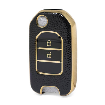 Nano High Quality Gold Leather Cover For Honda Flip Remote Key...