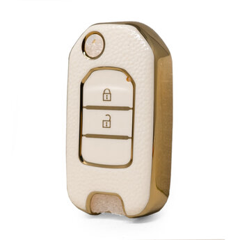 Nano High Quality Gold Leather Cover For Honda Flip Remote Key...