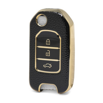 Nano High Quality Gold Leather Cover For Honda Flip Remote Key...
