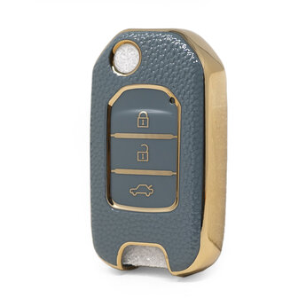 Nano High Quality Gold Leather Cover For Honda Flip Remote Key...