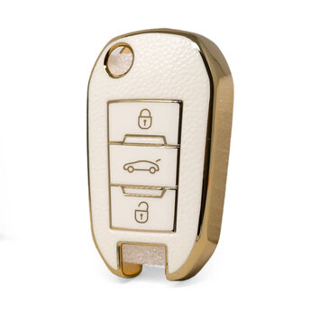 Nano High Quality Gold Leather Cover For Peugeot Flip Remote...