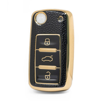 Nano High Quality Gold Leather Cover For Volkswagen Flip Remote...