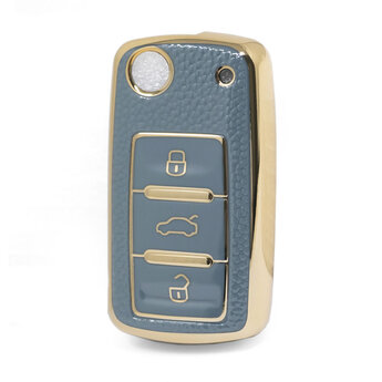 Nano High Quality Gold Leather Cover For Volkswagen Flip Remote...