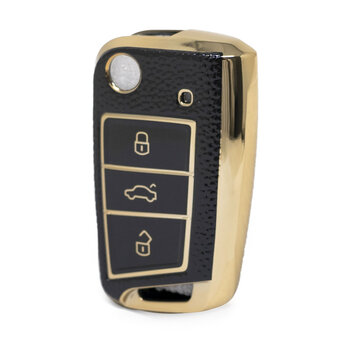 Nano High Quality Gold Leather Cover For Volkswagen Flip Remote...