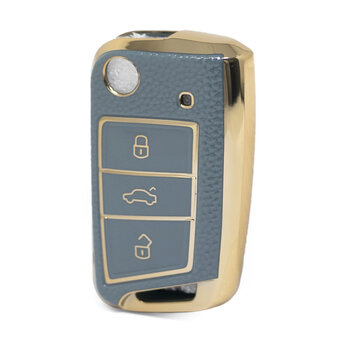 Nano High Quality Gold Leather Cover For Volkswagen Flip Remote...