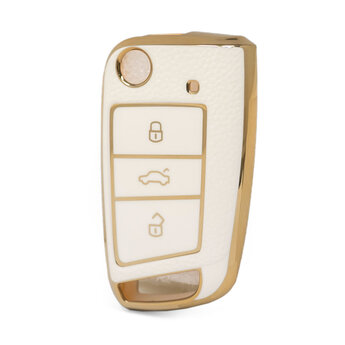 Nano High Quality Gold Leather Cover For Volkswagen Flip Remote...