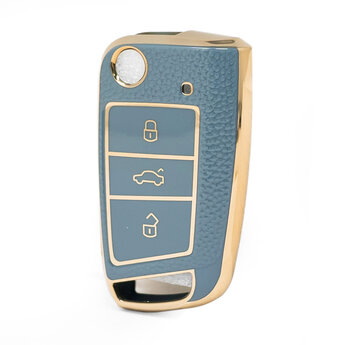 Nano High Quality Gold Leather Cover For Volkswagen Flip Remote...