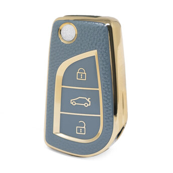 Nano High Quality Gold Leather Cover For Toyota Flip Remote Key...