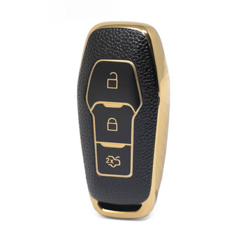 Nano High Quality Gold Leather Cover For Ford Remote Key 3 Buttons...