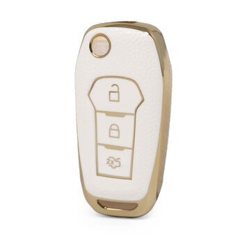 Nano High Quality Gold Leather Cover For Ford Flip Remote Key...