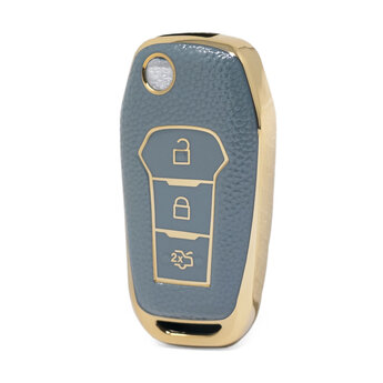 Nano High Quality Gold Leather Cover For Ford Flip Remote Key...