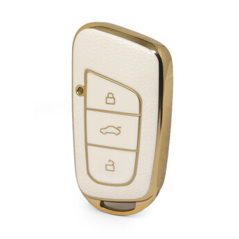 Nano High Quality Gold Leather Cover For Chery Remote Key 3 Buttons...